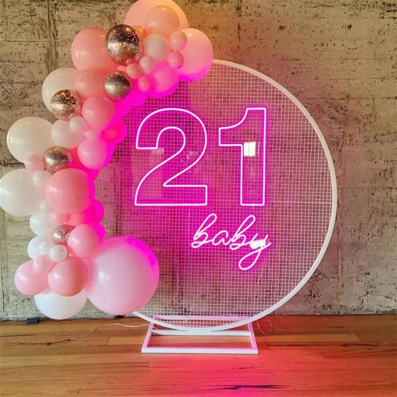 Custom 21 Baby Led Neon Signs for Birthday Party Baby NEON  Number 21 Birthday Multicolor Led Light Lamp