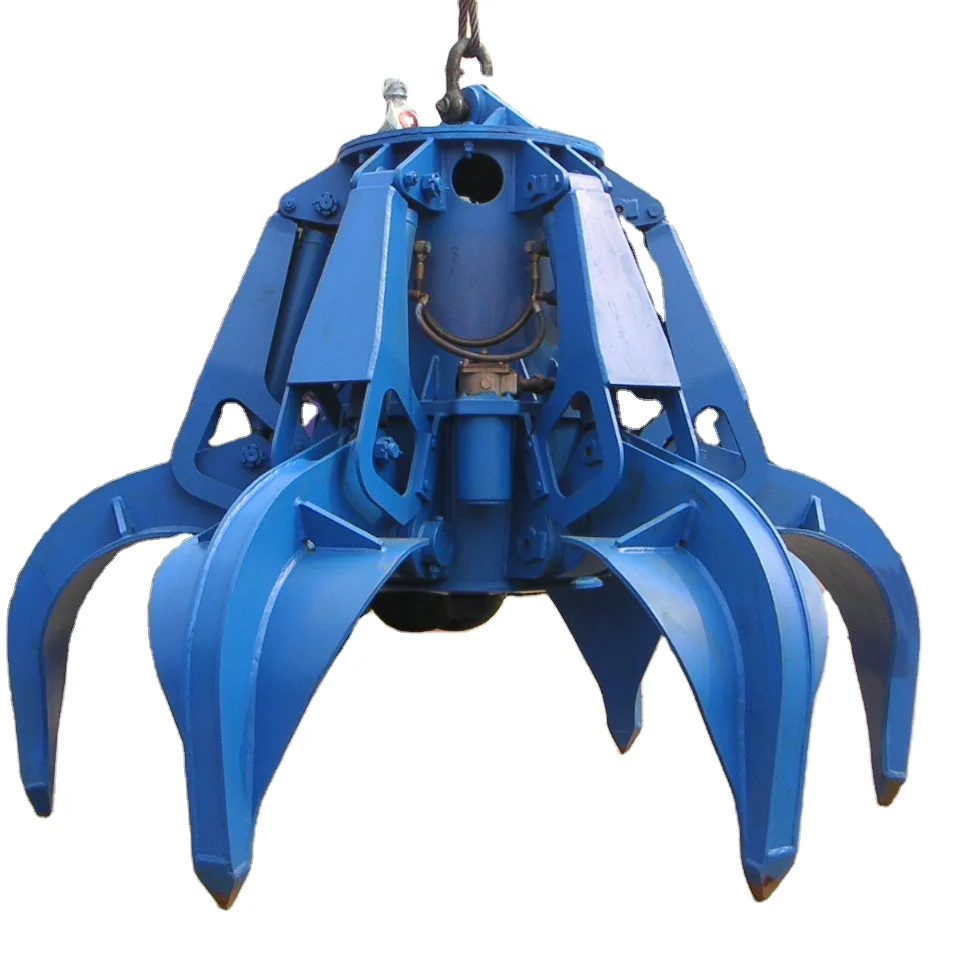 Janus certificated eco-friendly waste to energy orange motor hydraulic grab for crane