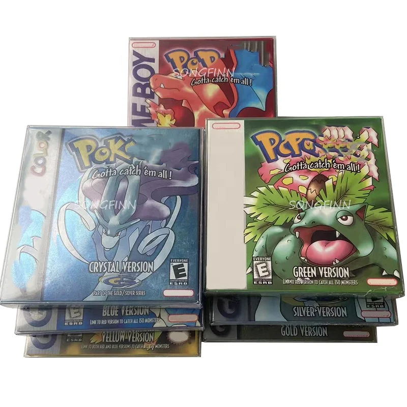 Классические Ретро игровые карты Pokmon GBC 16-битная игра синий кристалл золотой зеленый красный серебристо-желтый игра в коробке
