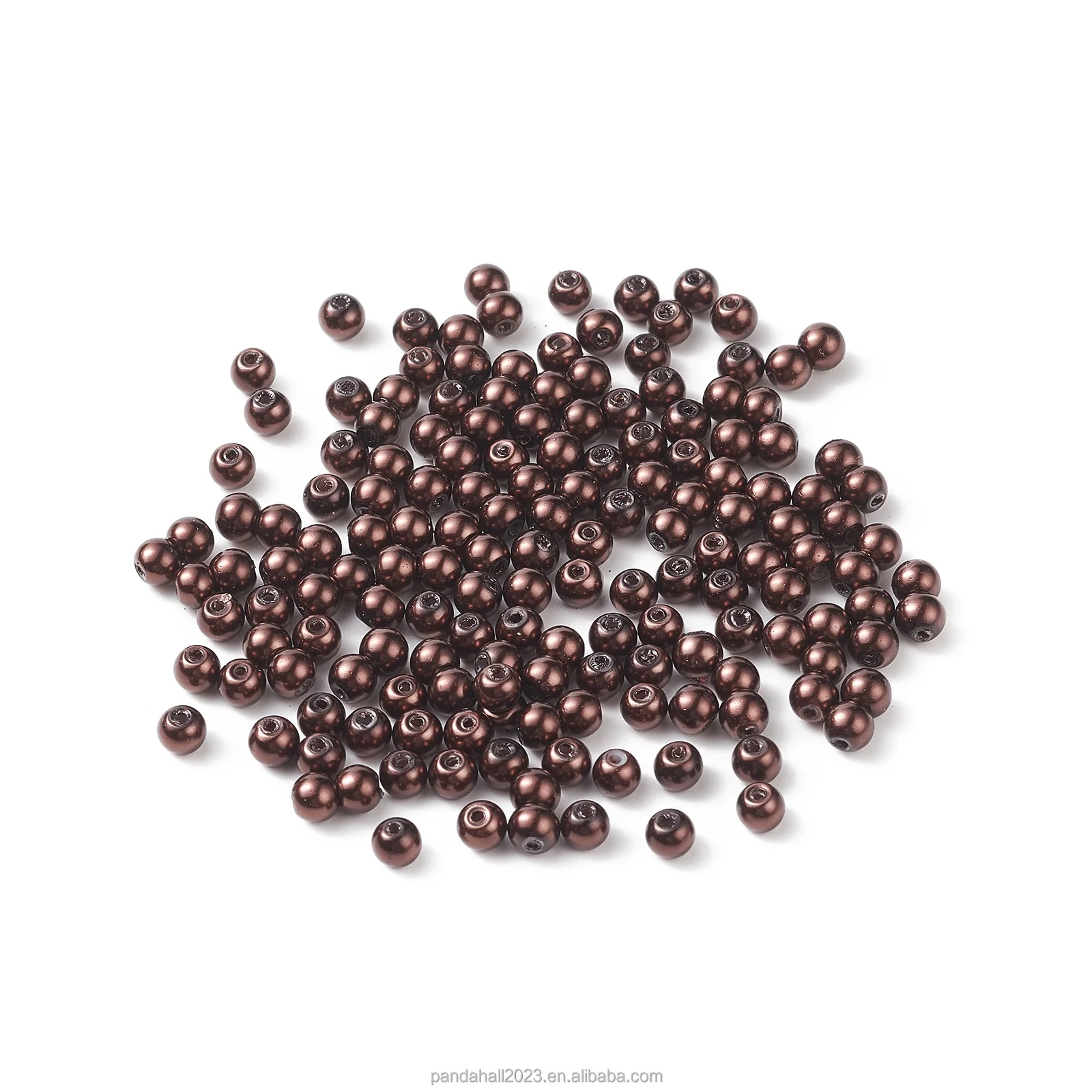 Pandahall 500 г 4 мм перламутровые круглые кокосовые коричневые стеклянные жемчужные бусины