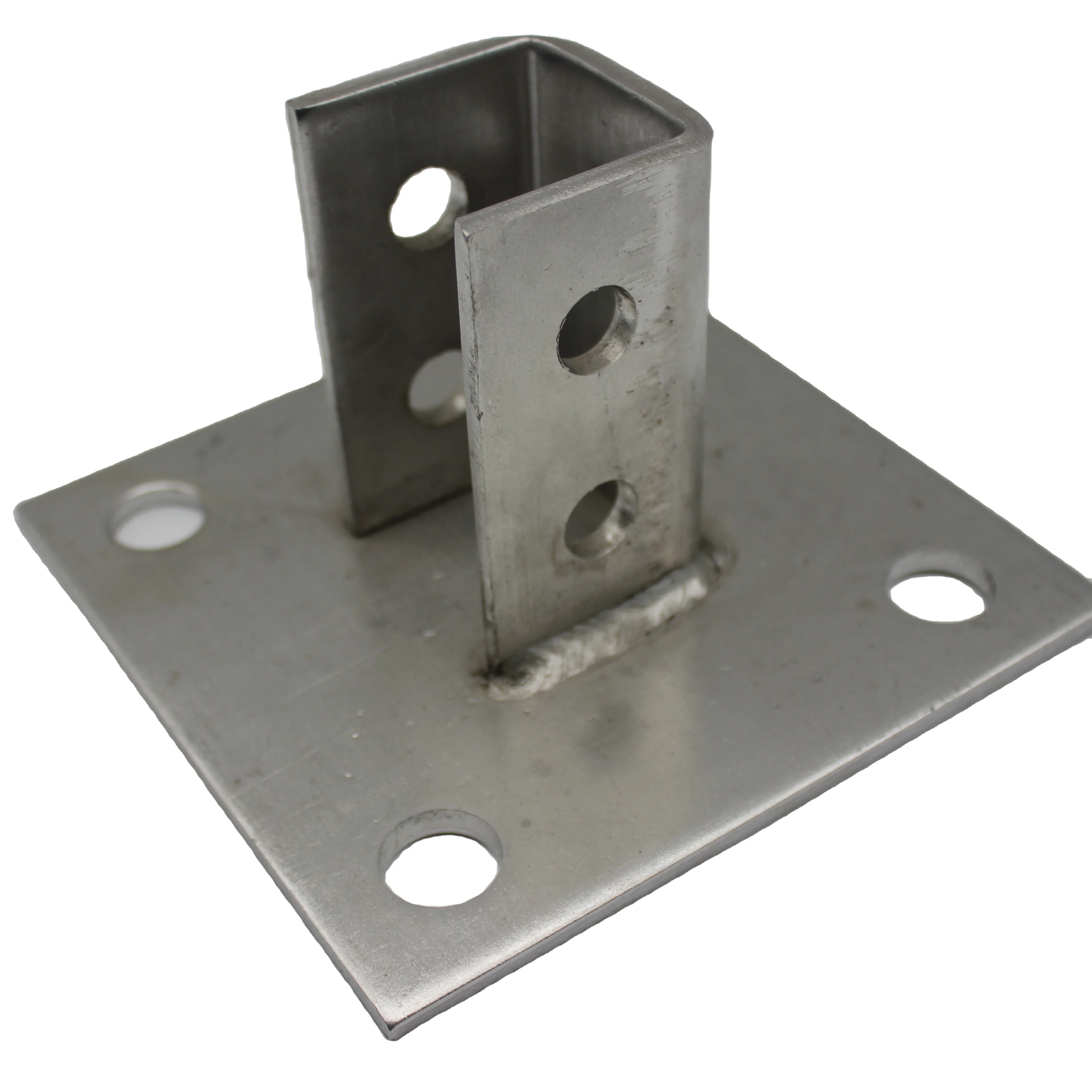 Huyi Post Base Channel 4 Hole Square  For 1-5/8inch  Strut  Side Orientation, Single Strut Channel