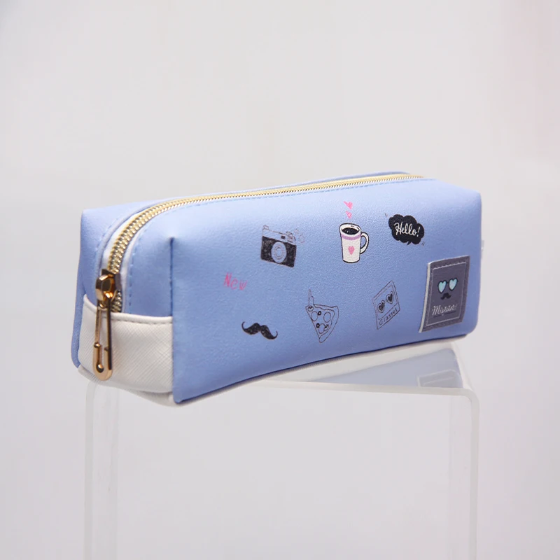 Cute School Pencil Case for Children Leather Zipper Kawai Pencil Box Bags OEM Wholesale Custom Cartoon for Kid Stationery