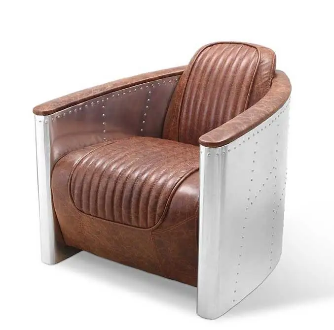 
ACME brancaster retro pu leather aluminum back armchair aviator Accent armchair 