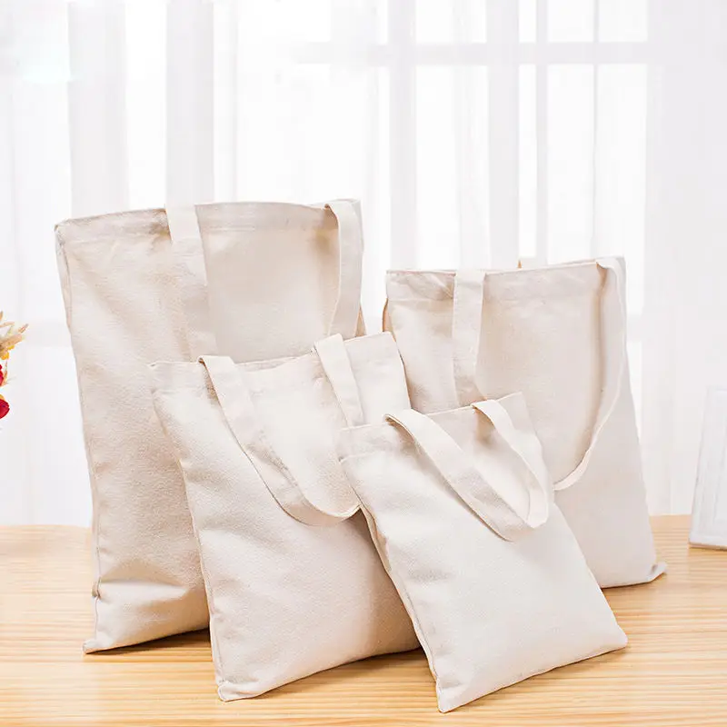 Wholesale Personalized Plain Tote Bag Sublimation Blank Canvas Tote Bags Custom Logo Cotton Canvas Shopping Bag