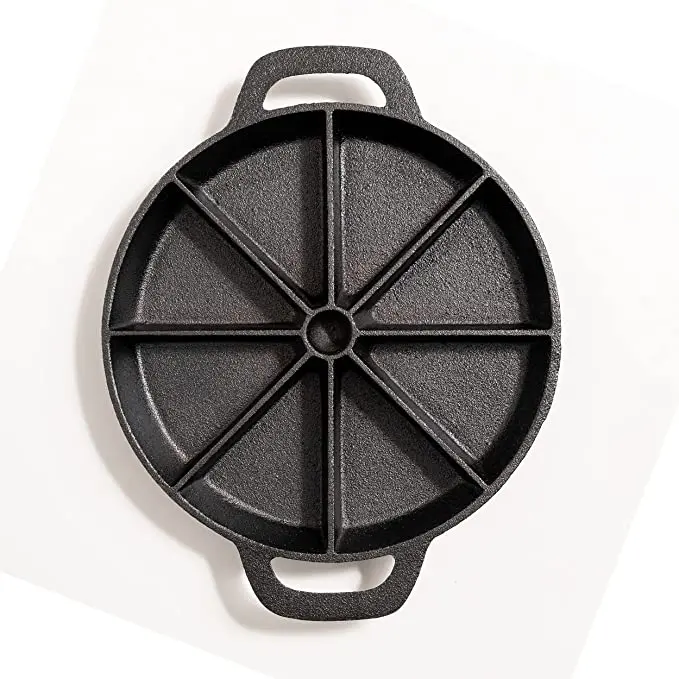 8 section divided skillet- Completes Wedge Scone Pan for baking-Pre-seasoned  Cast iron Cornbread pan
