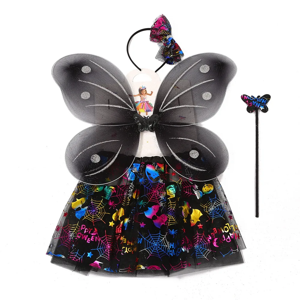 Unicorn Evil Angel Tutu Dress for Girls Devil Halloween Costumes for Kids Black Angel Fancy Dresses Girl Princess Wings Outfits