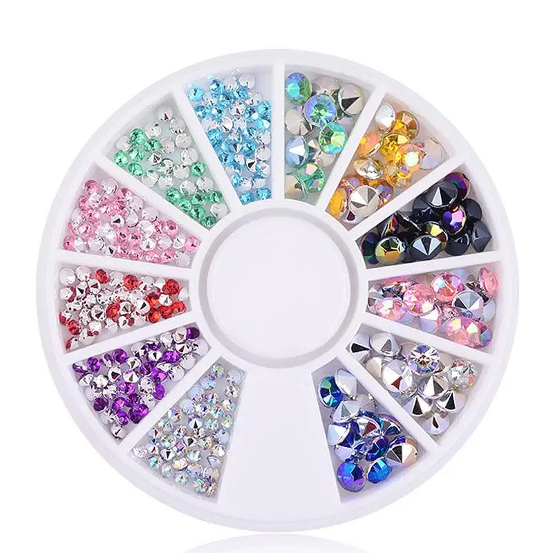 12 styles colorful round heart stars mixed shapes ab crystals flat back nail art rhinestones for nails