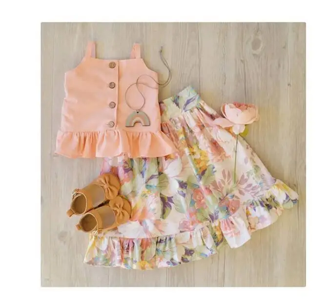 
Wholesale 1-6years baby clothes sets fashion girls summer pink tops + Bind pants 2pcs children girls clothing set 