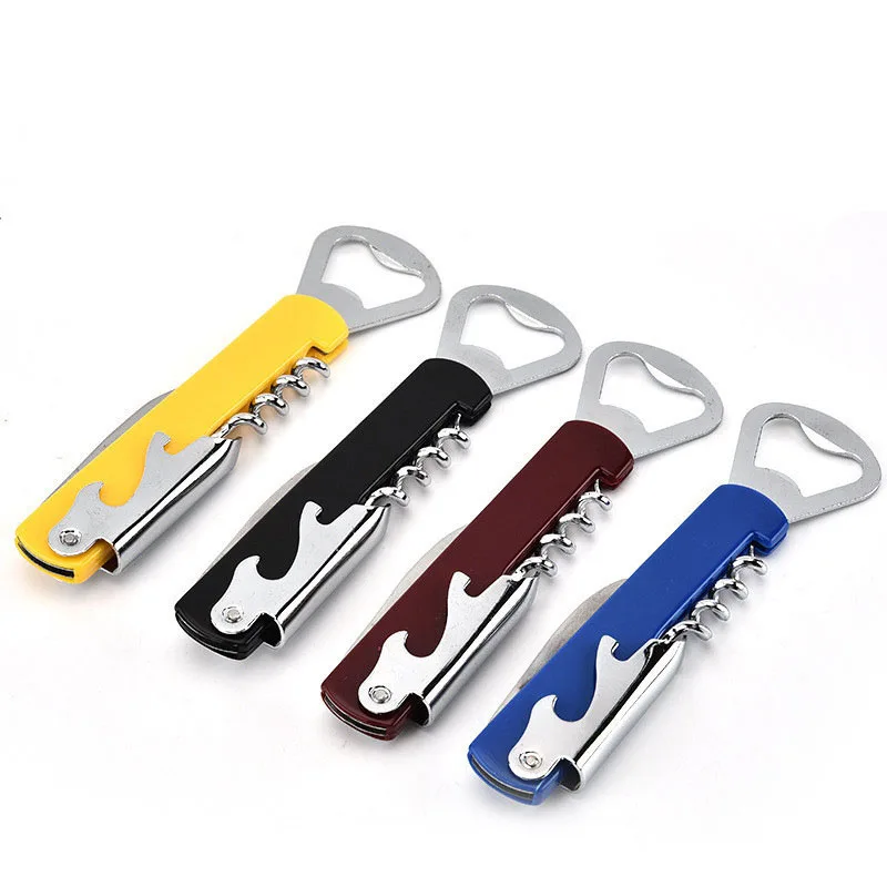 Cheap Party Gifts Multifunction Stainless Steel Plastic ABS Handle Corkscrew Wine Opener Beer Bottle Opener