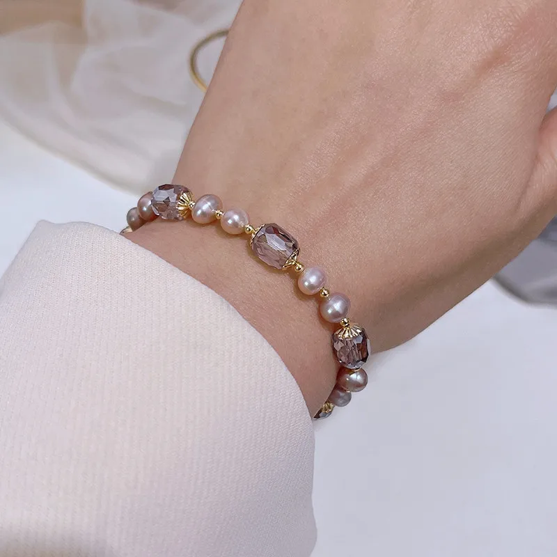 Hot Sale High Quality Natural Freshwater Pearl Bracelet Girls Fashion Design Crystal Summer Pearl Bracelet