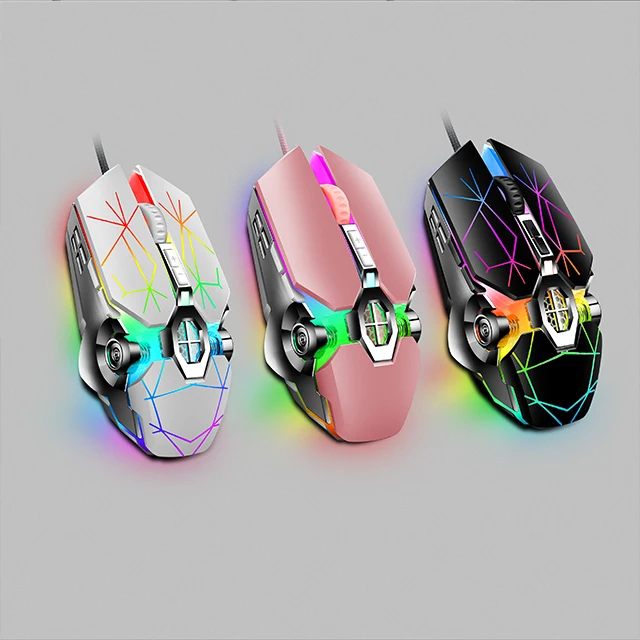 AIWO OEM Programmable 7 Color Breathing Lamp Usb Wired Optical Mechanical New Gamer Gaming Mouse For Laptop Computer PC