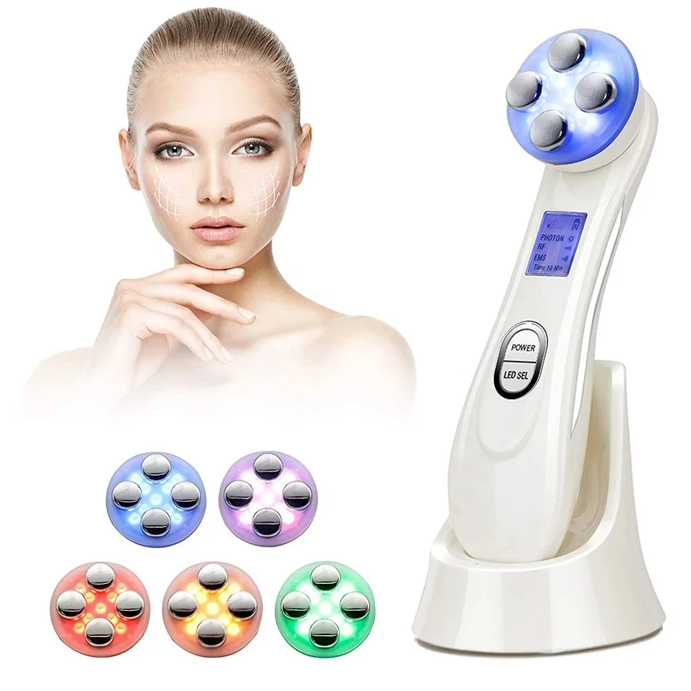 EMS LED Photon Massager Mesotherapy Electroporation RF Radio Frequency Facial Skin Care Face Lift Tighten Beauty Machine