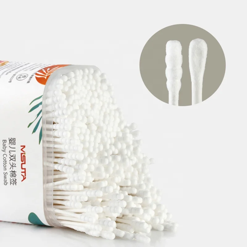 400pcs Baby Care Product Double Heads Ear Clean Cotton swabs Absorbent Cotton Paper Stick Makeup Cotton Buds Swabs