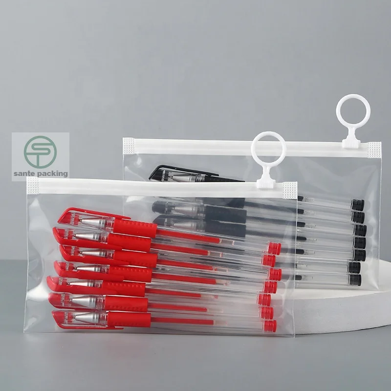 Custom Transparent PE Pencil Rubber Ruler  Band Packing Zipper Bag