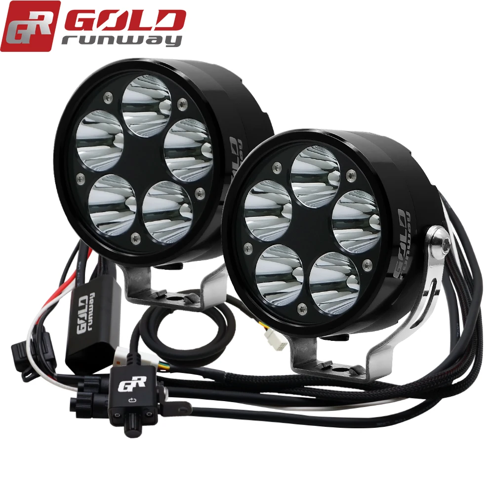 GOLDRUNWAY GR50X 50 Вт мотоциклетные фары Противотуманные фары U3 Светодиодные 3 стробоскопические лучи для вождения мотоциклетные точечные фары с жгутом проводов