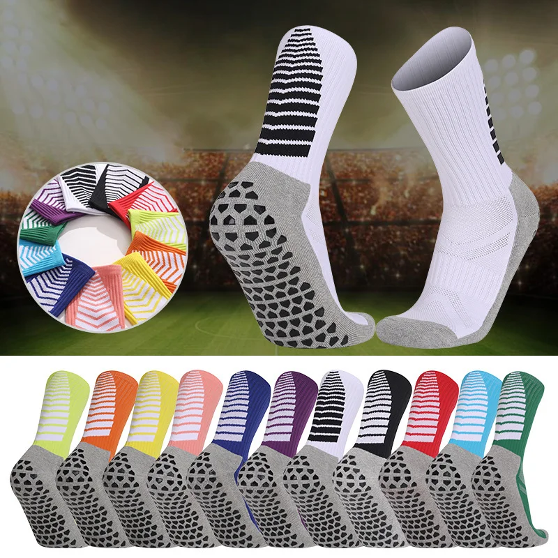 Custom Basketball Sports Men Anti Slip Athletic Grip Towel Bottom Football Soccer Socks
