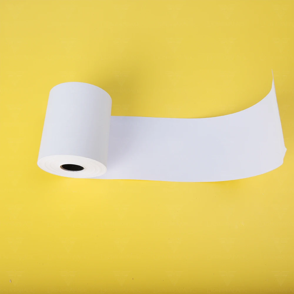 Бесплатный образец 48gsm 52gsm 55gsm 58gsm 65gsm 57x40 мм термобумага премиум качества ATM до рулона Заводская дешевая кассовая бумага