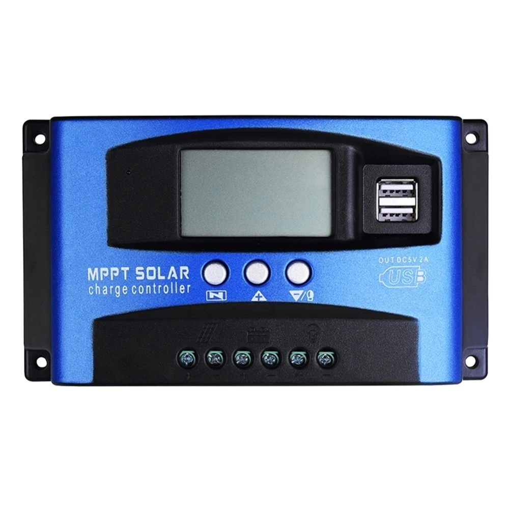 Контроллер заряда солнечной батареи 30/40/50/60/100A двойной USB ЖК-дисплей 12 В 24