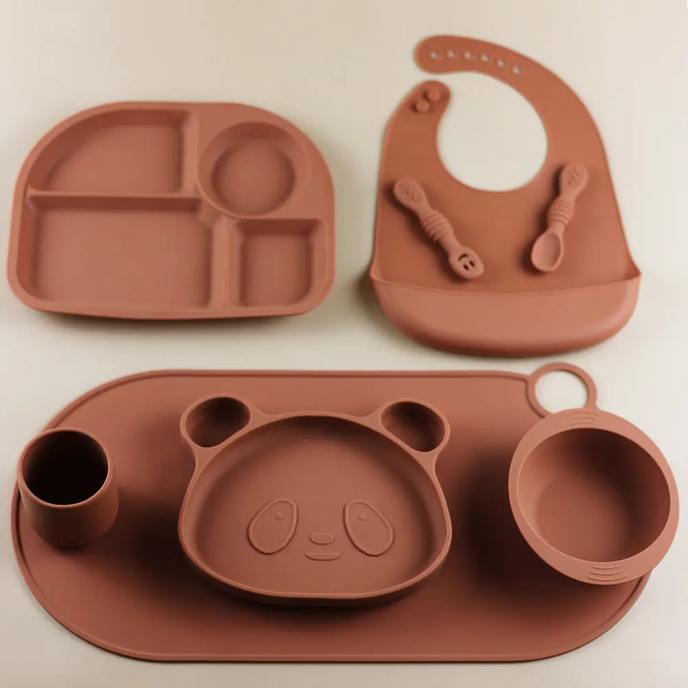 Personalized Design and Custom Food Grade Silicone Kawaii Style Toddler Baby Dinner Bowl Kit Suction Deep Bowl Baby Feeding Set