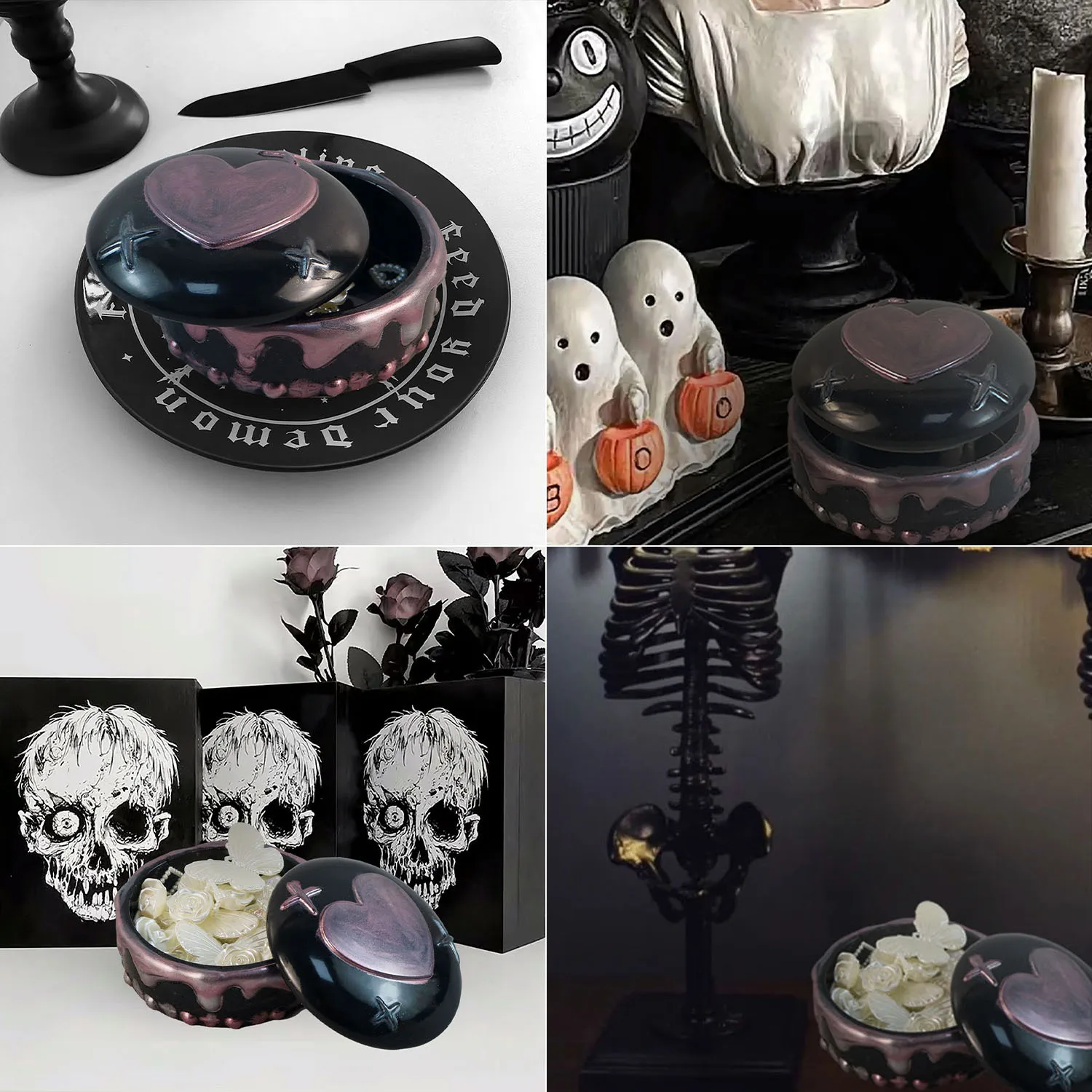 KK172  Riser Heart Cake Shape Crystal Epoxy Resin Jewelry Storage Boxes Candle Jars Cement Plaster Resin Crafts Silicone Mold