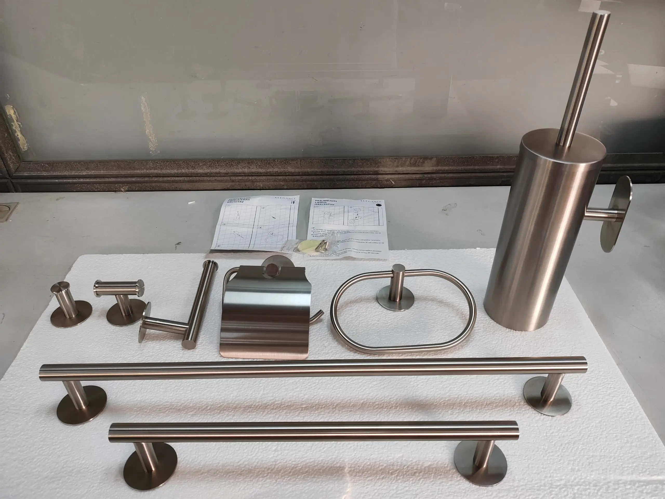 Bathroom Accessories Wall Mounted 304 Stainless Steel Adhesive Toilet Brush With Holder Set Toilet Cleaning Brush