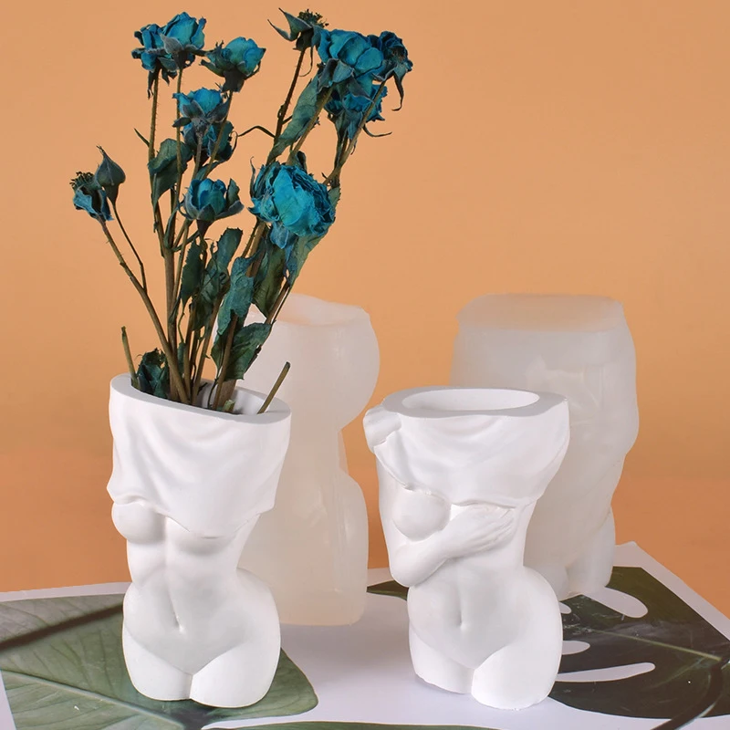 The most creative 3D human body vase silicone mold DIY flower pot pen holder resin silicone mold