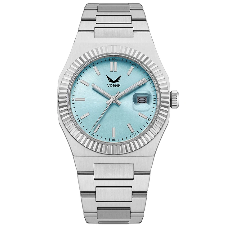 Leisure Design Luxury Luminous Quartz Light Blue Sunray Dial Montre Pour Homme Original Water Proof Minimalist Watch For Men