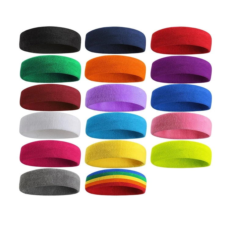 Suddora Stripes Rainbow Head Sweatband Athletic Cotton Terry Cloth Headbands for Sports for Men Woman