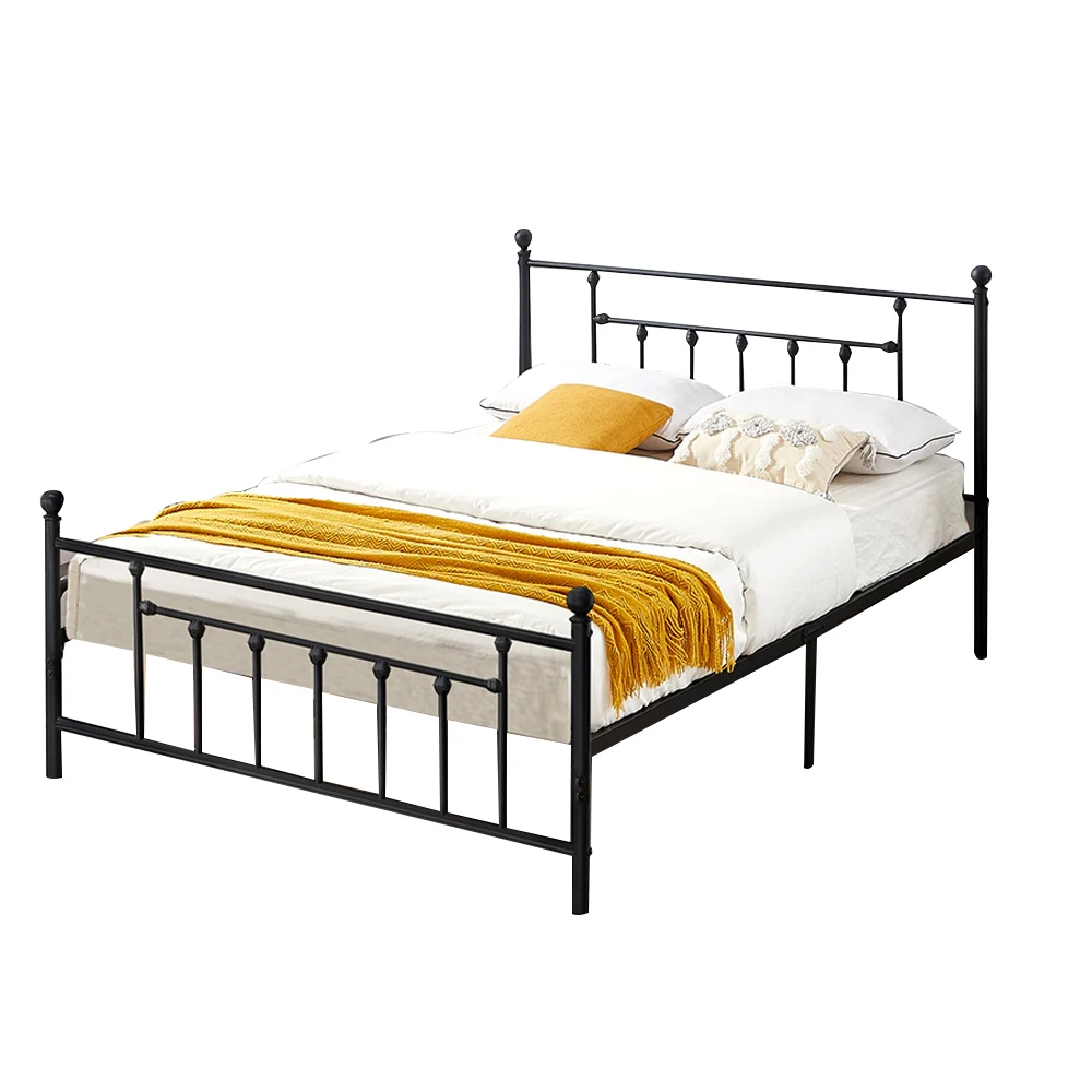 Simple Modern Style Metal Small Double Queen Size Low Height Iron Wrought Wood Slats Bed Frame