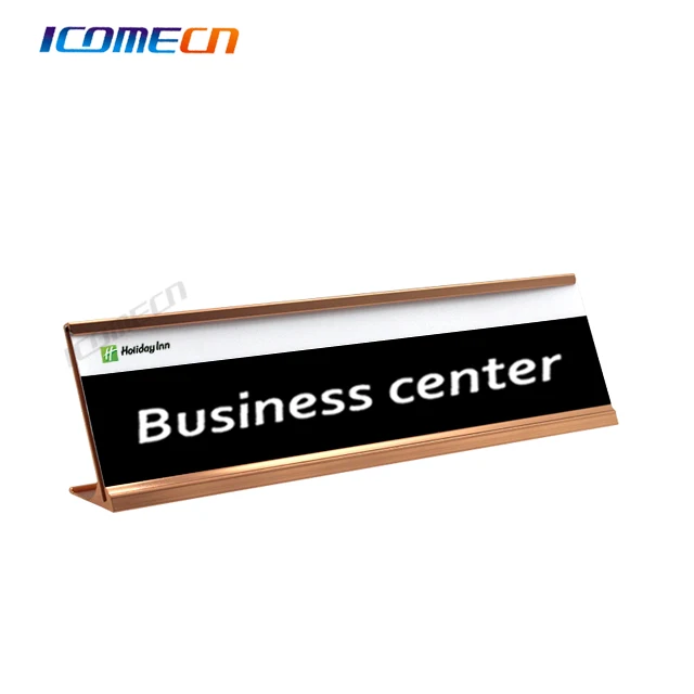 Counter desk label business card sign metal L shape frame sign holder