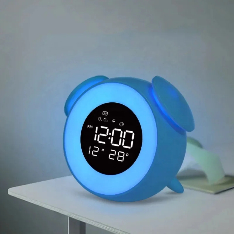 Rechargeable Wake Up Table Light Children Baby Bedroom Wakeup Sunrise Smart LED night light digital Alarm Clocks For Kids