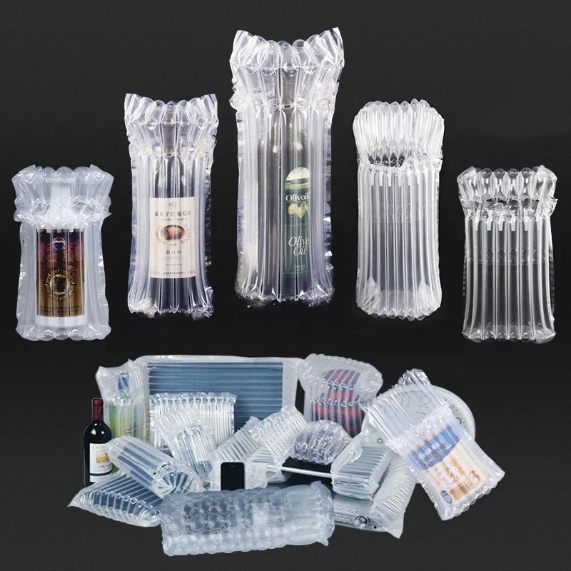 Custom size PEPA transparent plastic air Cushion bag wine bottle inflatable protective air column bag
