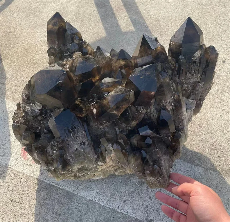 Large Sizes Healing Natural Black Quartz Cluster Rock Smoky Crystal Stone Clusters For Decoration