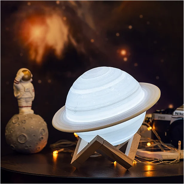 DGLUX 16 Color Remote Control Bedroom Bedside Lamp Night Light Moon Usb Charging 3d Saturn Lamp