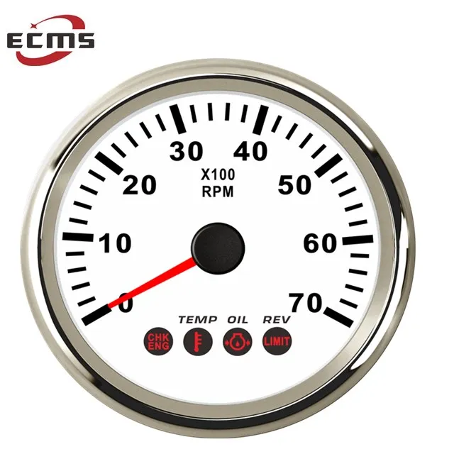  Морской Тахометр ECMS белый/черный 0-7000 об/мин с 4 светодиодными
