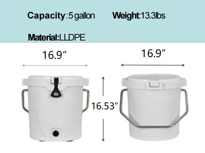 High quality 5 Gallon round standing ice chest hard plastic cooler water cooler bucket