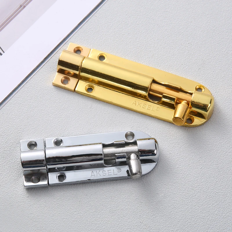 Polished Chrome Surface Mounted Sliding Door Lock Durable Ideal for Securing Internal Door Lock Bolts