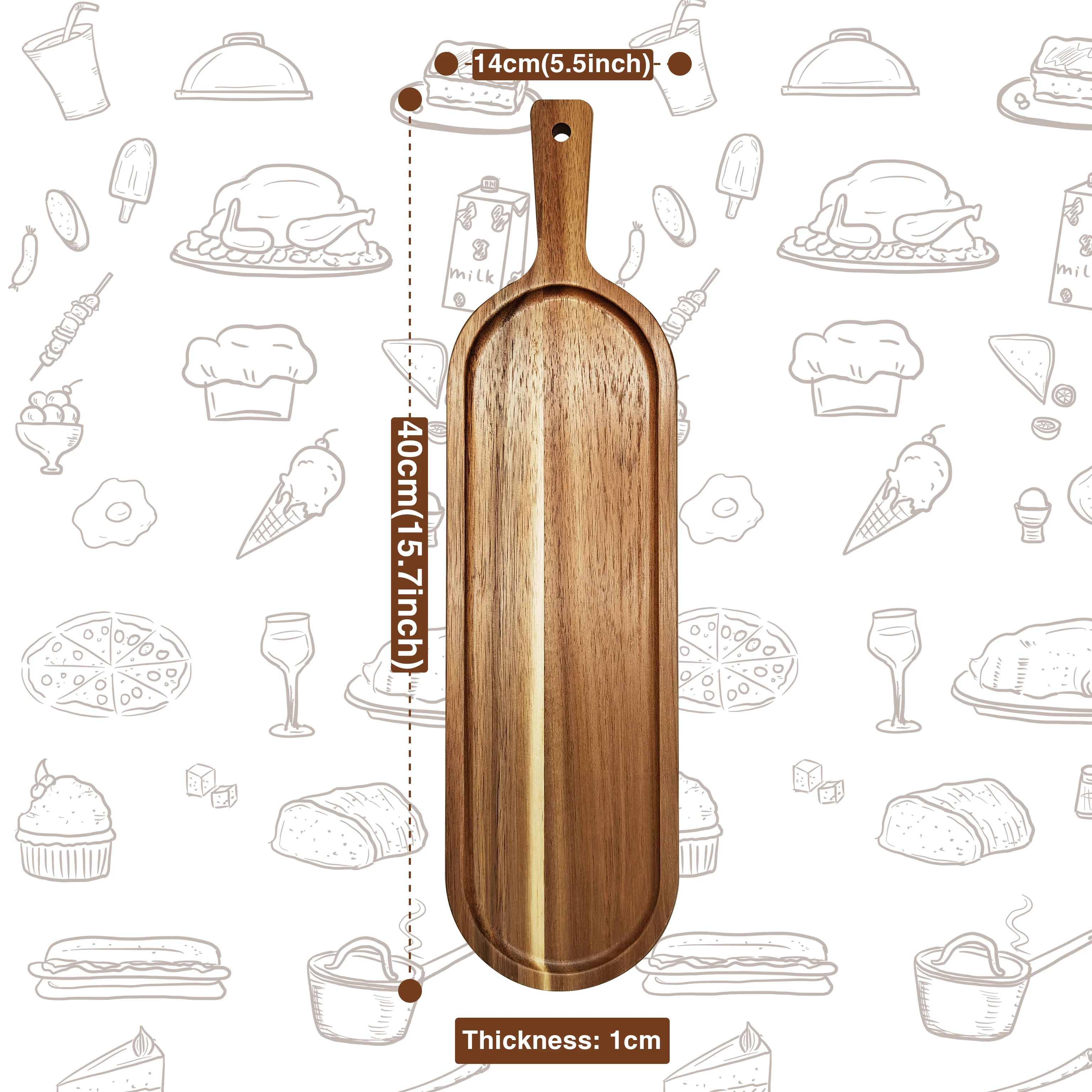 High Quality Creative Wood Rustic Rectangle Shape Dinner Plate Sushi Fruit Snack Dessert Wooden Serving Tray