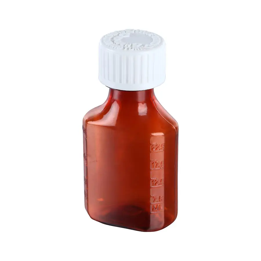 Plastic Amber Oval CR or Non CR  Screw Cap Liquid Bottles  with 0.5oz 1oz 2oz 3oz 4oz 6oz 8oz 12oz 16oz