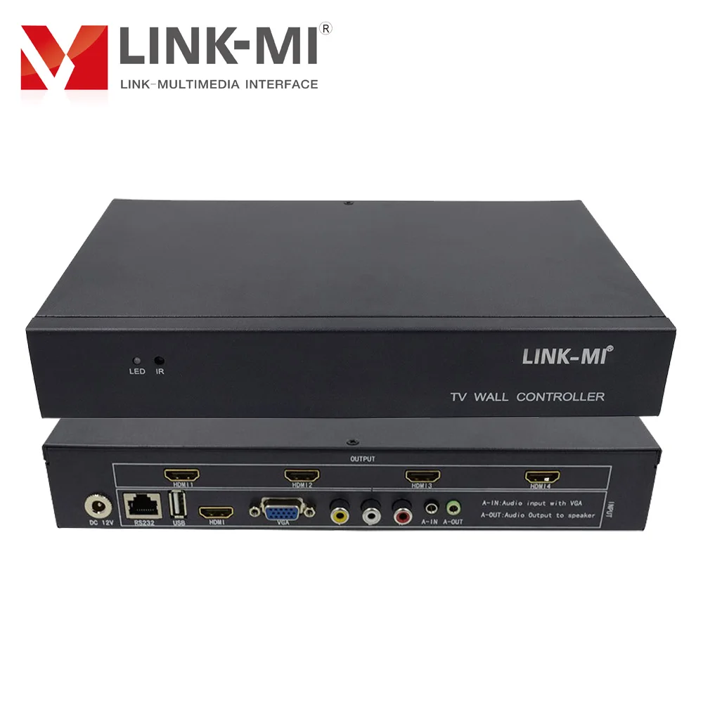  Настенный видеоконтроллер LINK-MI 2x2 с поддержкой HDMI VGA USB AV входной сигнал 1080P 1x4 1x3 1x2 180 градусов поворота ТВ настенный