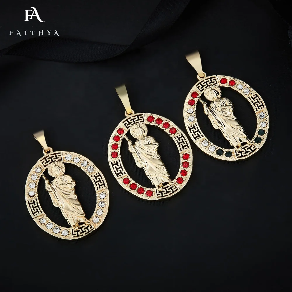 FP1081 классический стиль золотой ламинат 14 к Католическая Медаль надпись персонализированное ожерелье из Св. Джуда для мужчин и женщин