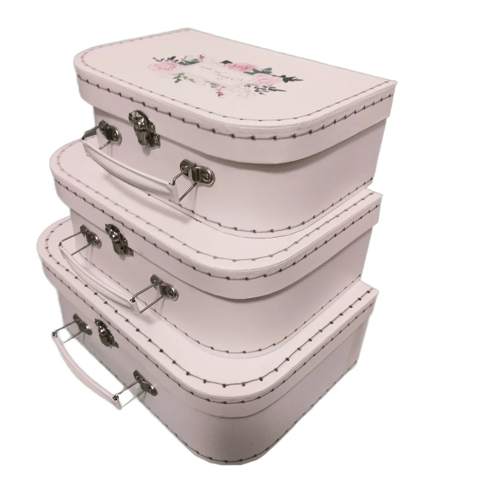 suitcase paper box suitcase white cardboard box baby travel suitcase gift box with handle