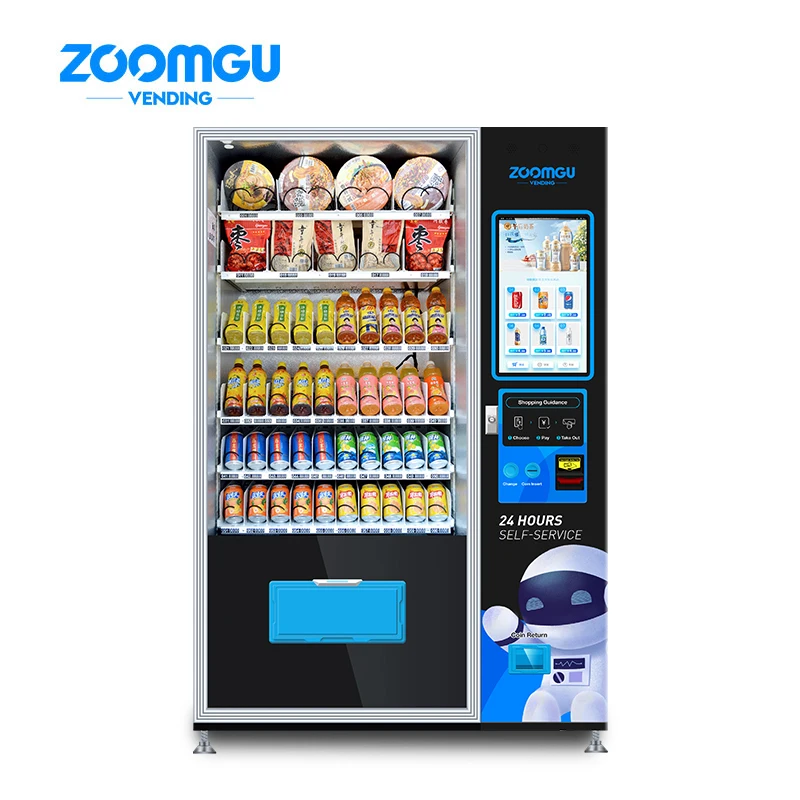 Zoomgu 24 часа в сутки обслуживания собственной личности торгового автомата 22 дюйма торговый автомат с сенсорным экраном для продуктов питания