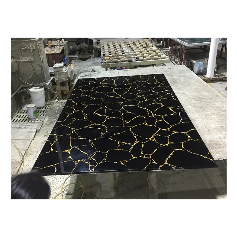 Wholesale Polished Sliver Obsidian Agate Gemstone Black Marble Slab For Wall Decoration
