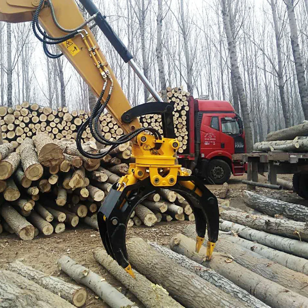 Excavator hydraulic rotating log grab, timber grapple, stone grapple for excavator