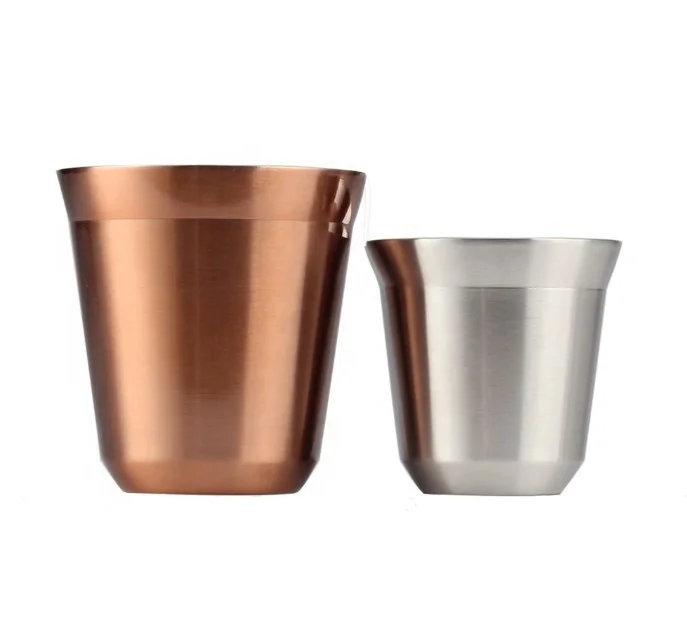 Coffee Mug Gin Glass Rose Gold Stainless Steel Double Wall Metal with Hammered Copper Luxury Party Bags CLASSIC Party Cups