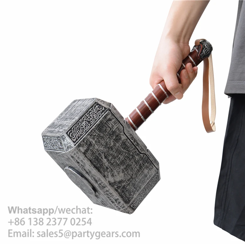 New Design Removable Kids Toy Hammer Halloween Cosplay Costume Props Accessories Pu Foam Safe Soft Thor Hammer