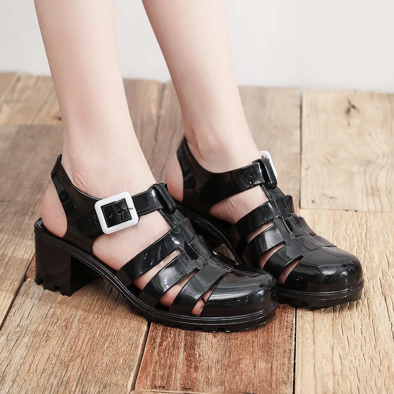 Fashion Jelly Shoes For Women Spring Transparency Crystal Shoes Flat Roman Jelly Shoes For Lady
