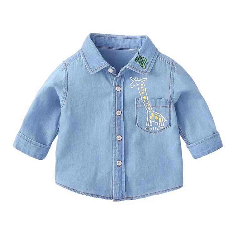 
Unisex cartoon printing long sleeve denim baby coat kids clothes baby outwear 