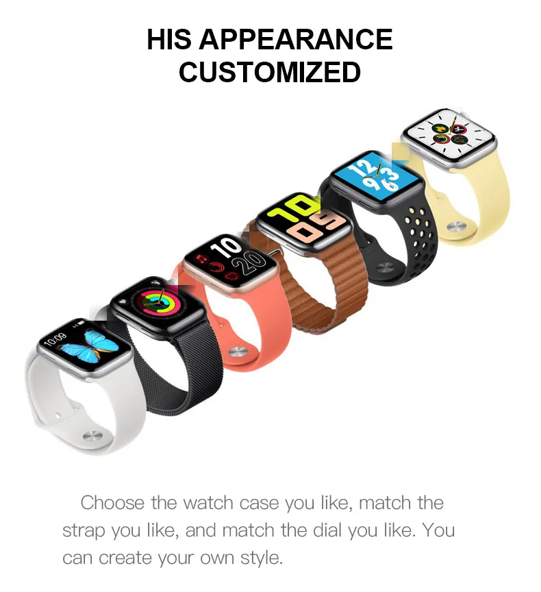 
2021 T55 Smart Watch Series 6 BT Call Smartwatch Change Strap Heart Rate Monitor Phone PK T55 W34 T500 Android smart watch 